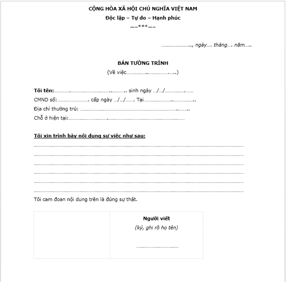 cach viet ban tuong trinh